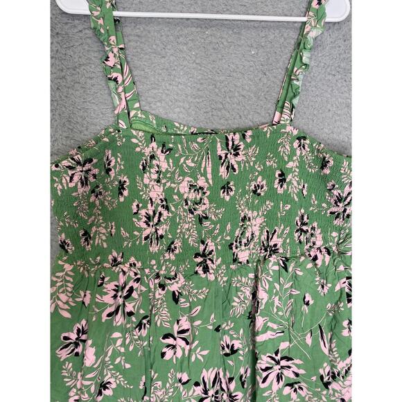 Torrid womens 3X green floral sun dress lined ruffle smocked midi lightweight - Picture 4 of 12